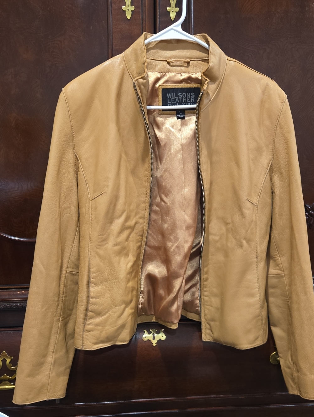 Wilsons Leather Women's Tan Zip-Front Leather Jacket